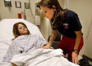 female patient with doctor